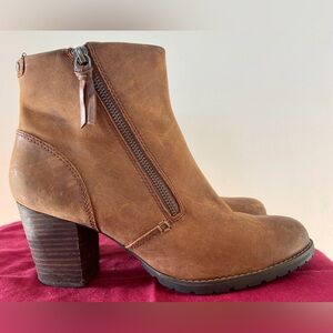 Clarks Tan Leather Heeled Boots